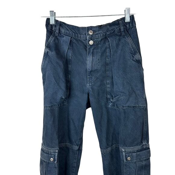 Free People We The Free Black Wash Marx Cargo Baggy Laid Back Pants Jeans - Picture 7 of 13